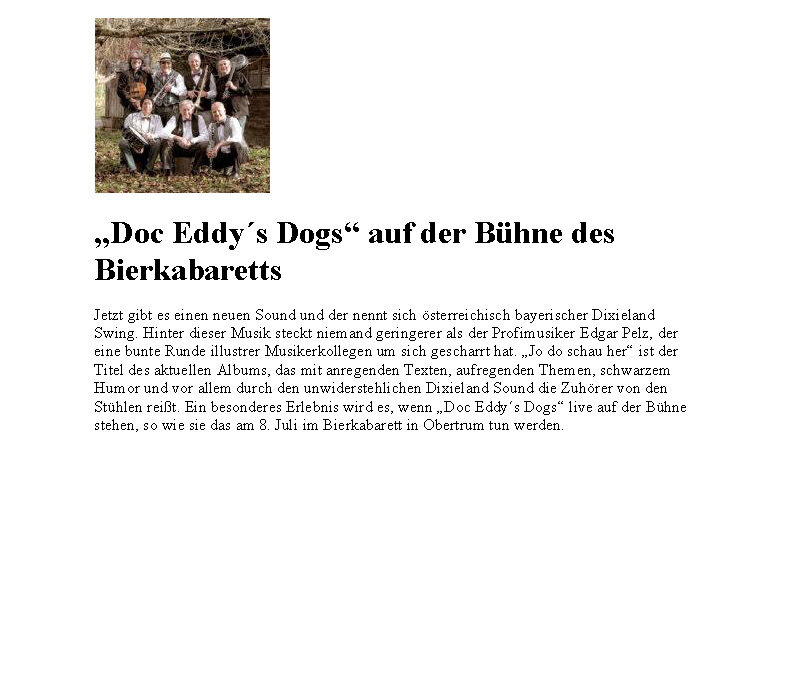 Flachgau TV – „Doc Eddy´s Dogs“ auf der Bühne des Bierkabaretts